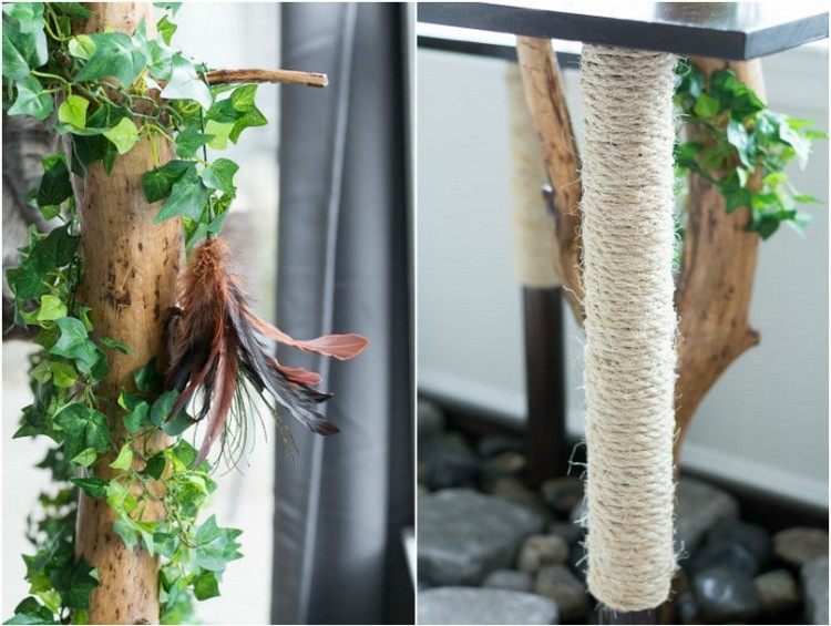 kratzbaum katze selber bauen dekorieren tipps