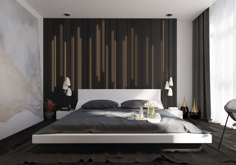 moderne Wandgestaltung Ideen eine Wand als Akzent im Schlafzimmer