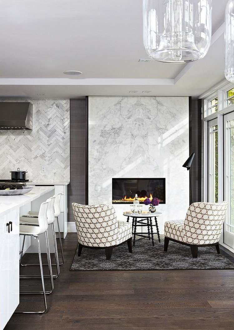 moderne Wandgestaltung Küche Wohnzimmer Wand Marmor