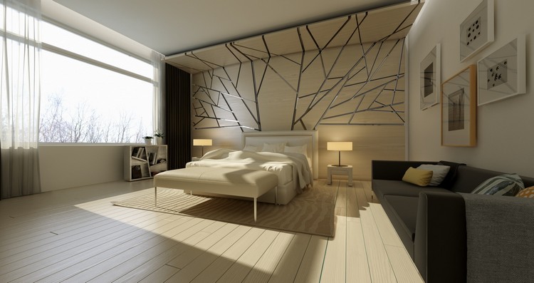 modernes Schlafzimmer Akzente setzen Wandgestaltung