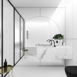 modernes badezimmer interieur badezimmer armaturen schwarz weißer marmor