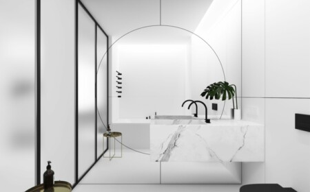 modernes badezimmer interieur badezimmer armaturen schwarz weißer marmor