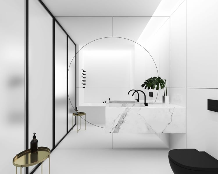 modernes badezimmer interieur badezimmer armaturen schwarz weißer marmor