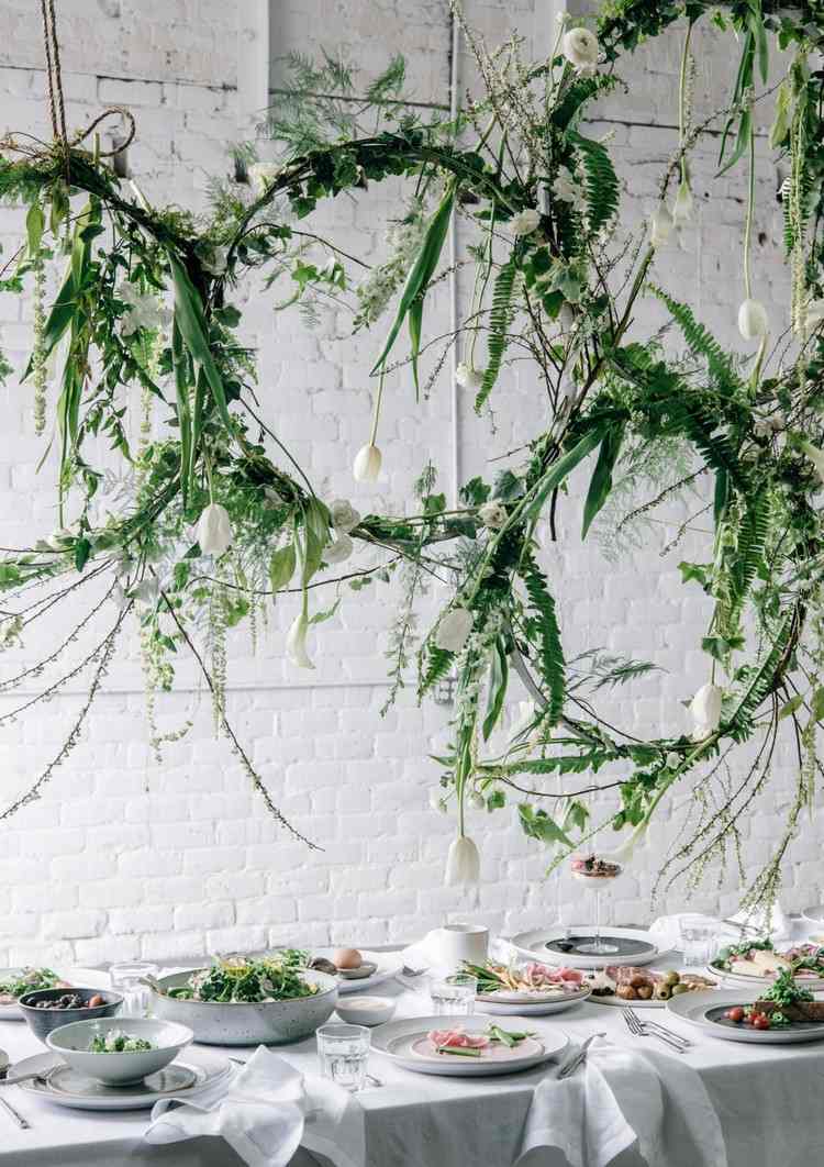 natürliche deko ideen hängende dekoration hula hoop reifen