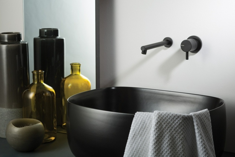 ovales waschbecken minimalistische armaturen für bad