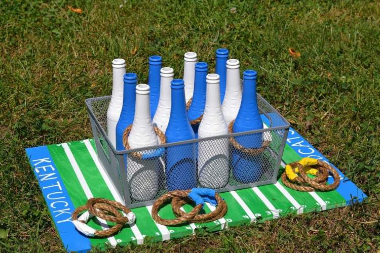 ringe werfen flaschen kinder outdoor spiele selber basteln