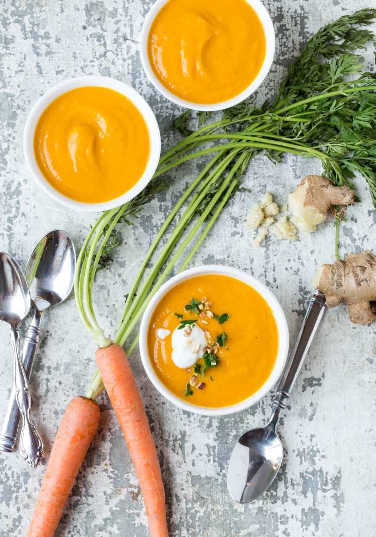 vegetarische frühlingsrezepte karotten ingwer suppe zubereiten