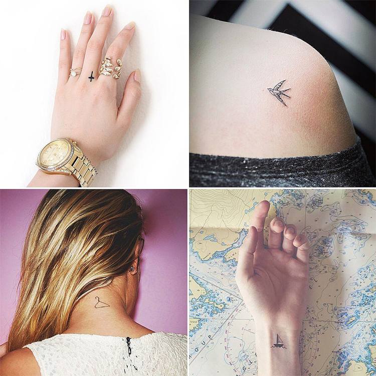 Miniatur Tattoos Motive Ideen Frauen Körperstellen