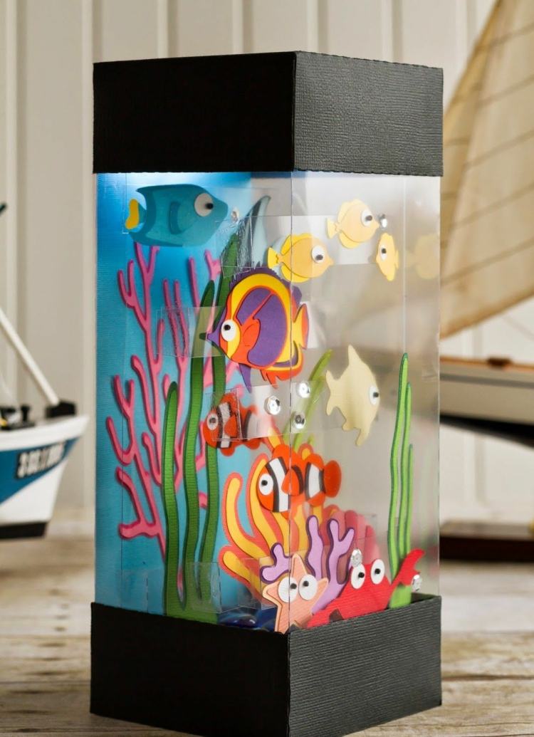 aquarium fische basteln aus tonkarton mit kindern