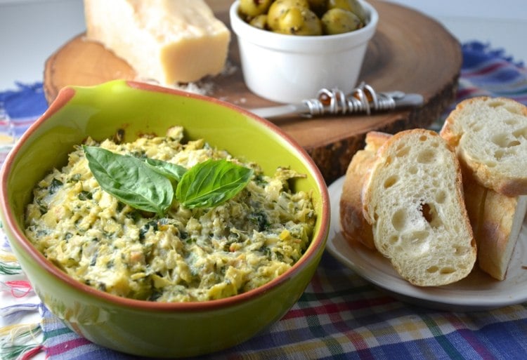 artischocken rezept italienisch dip vorspeise warm basilikum oliven