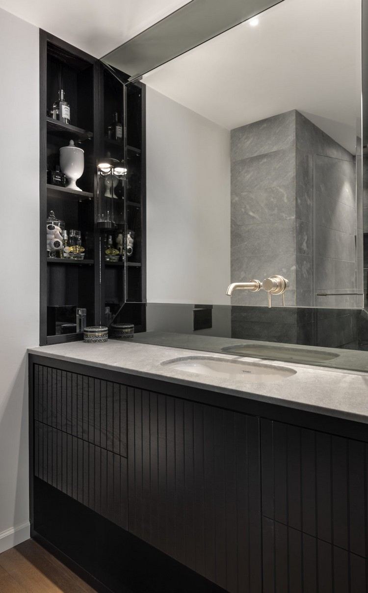 badezimmer industrial chic style schwarz grau minimalistisch