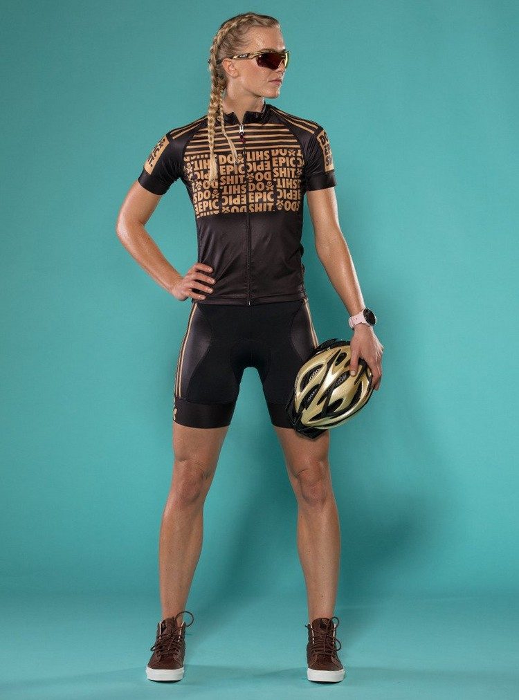 designer fahrradbekleidung damen schwarz gold stylisch