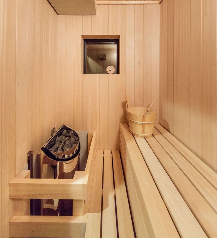 ferienhaus wald sauna erdgeschoss blick holzterrasse schaukel