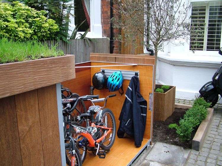 garage für fahrräder außenbereich outdoor fahhradgarage fahrradschuppen aufbewahrungsfach design london