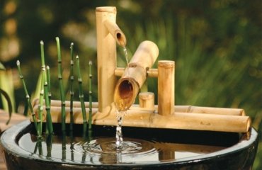 gartenbrunnen selber bauen idee bambus asiatisch solar