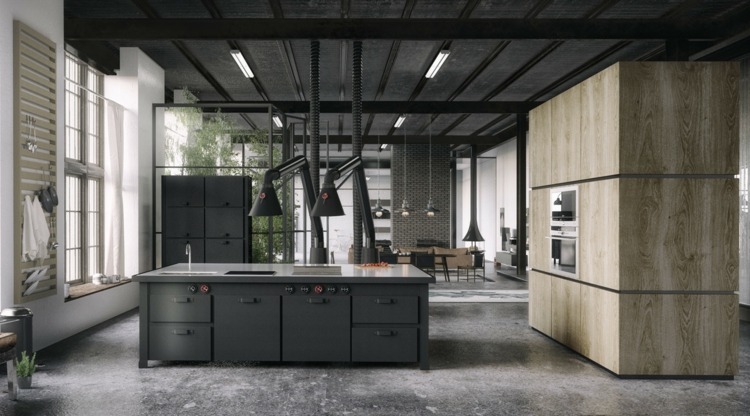 küche industrial design beton boden rustikale optik