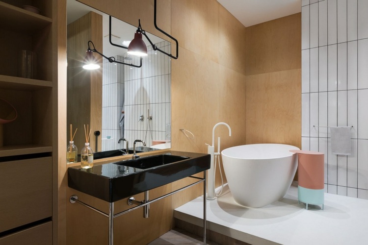 lampe industrial design badezimmer moderne einrichtung freistehende badewanne