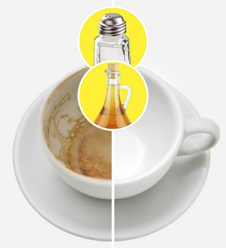 salz verwendung geschirr reinigen kaffee flecken essig
