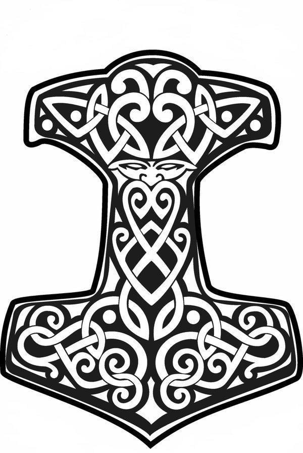 Mjolnir nordische symbole Tattoo Vorlage