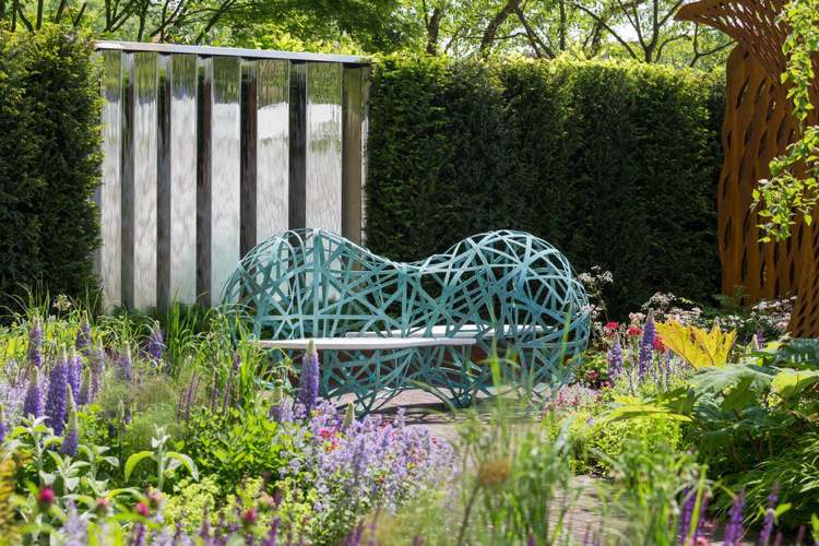 Moderne Gartenbank Design Skulptur Metallband