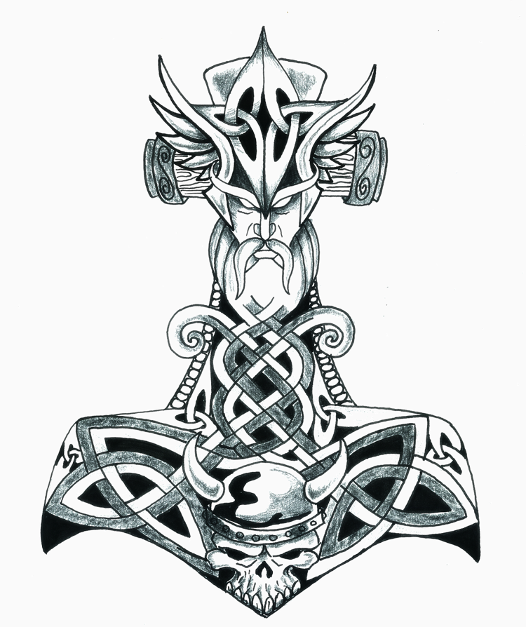 Thors Hammer Mjolnir Tattoo Vorlage