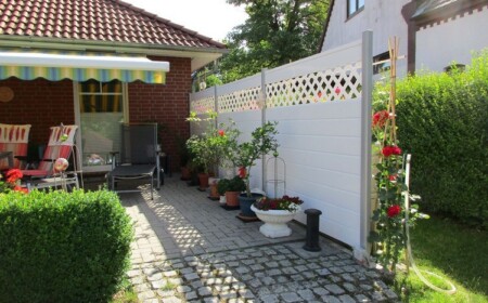 Sichtschutz Terrasse Zaun Kunststoff weiß Rankgitter