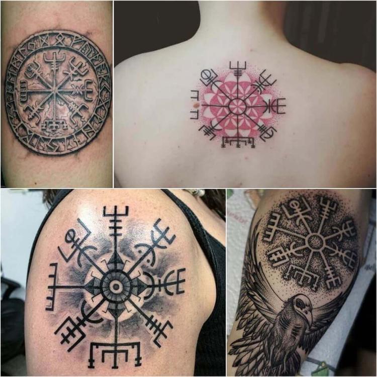 Wikinger Symbole Runen Vegvizir Kompass Tattoo