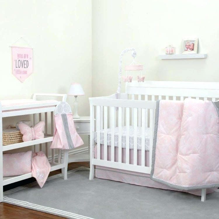 babyzimmer gestaltungsideen grau rosa kombinieren