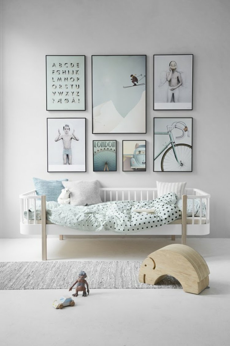babyzimmer in mint und grau gestalten wand deko bettbezüge farbkombination