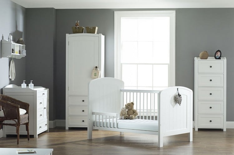 babyzimmer set weiß kombinieren wände grau streichen