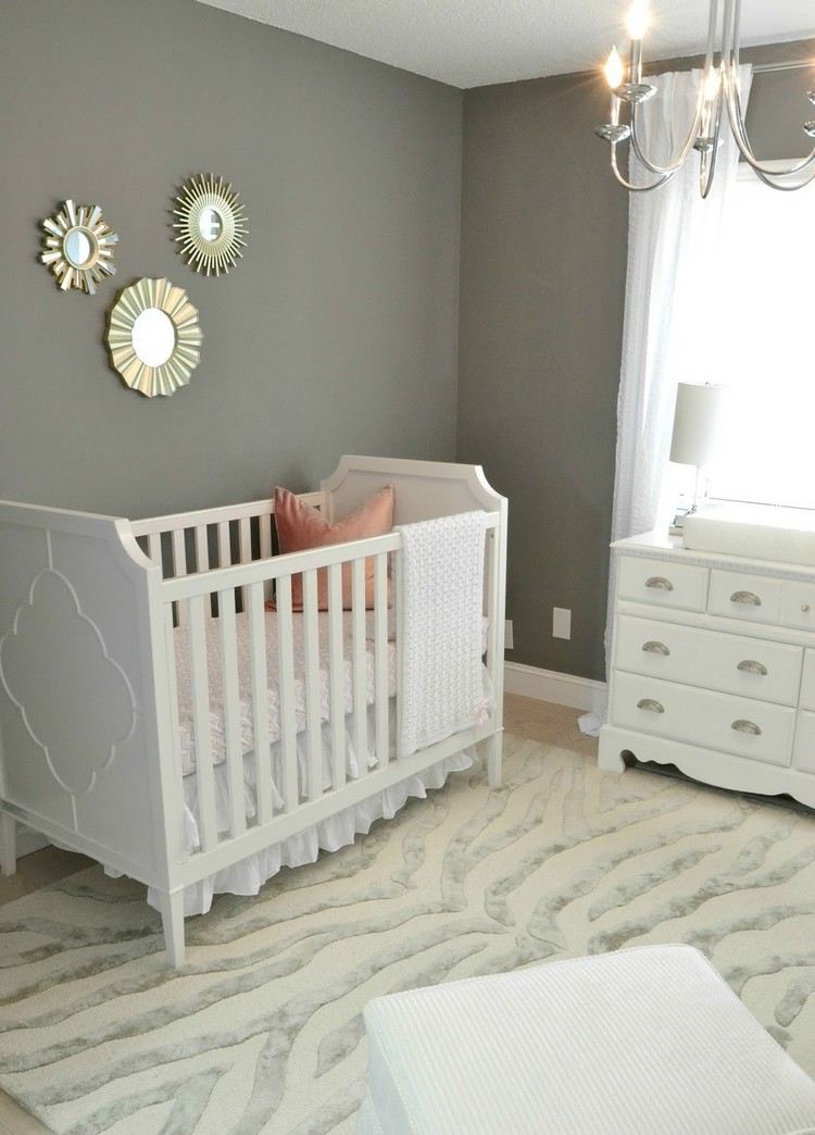 babyzimmer wände grau streichen weißes möbel set