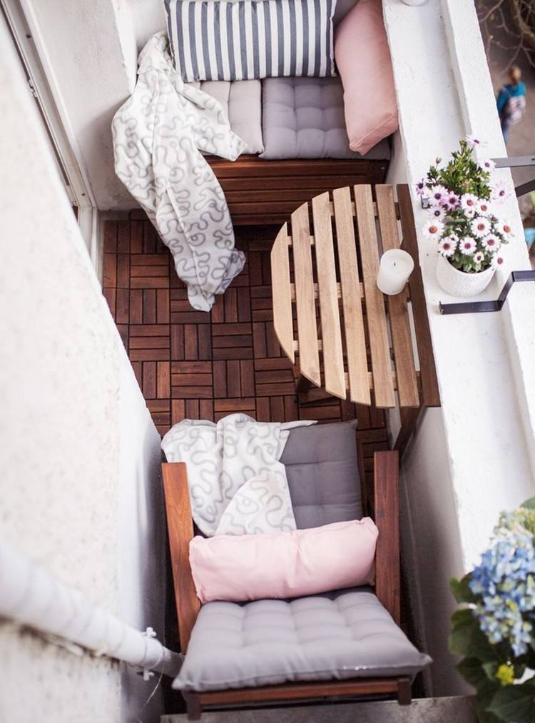 balkon sofa diy holzkiste kleine fläche ideen