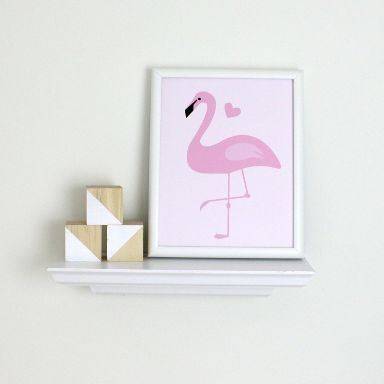 bild flamingo wand gestaltung kinderzimmer deko ideen