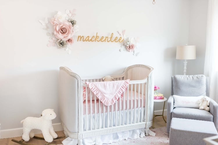 entzückendes babyzimmer design farben grau rosa mädchen