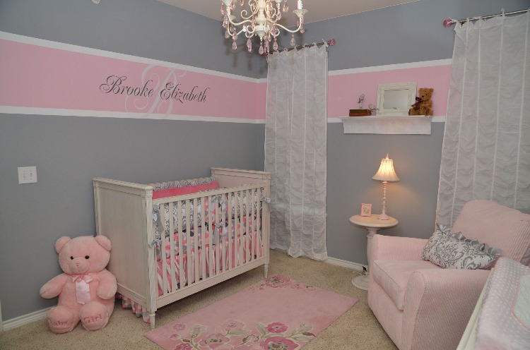 gestaltungsideen babyzimmer mädchen grau rosa elegant