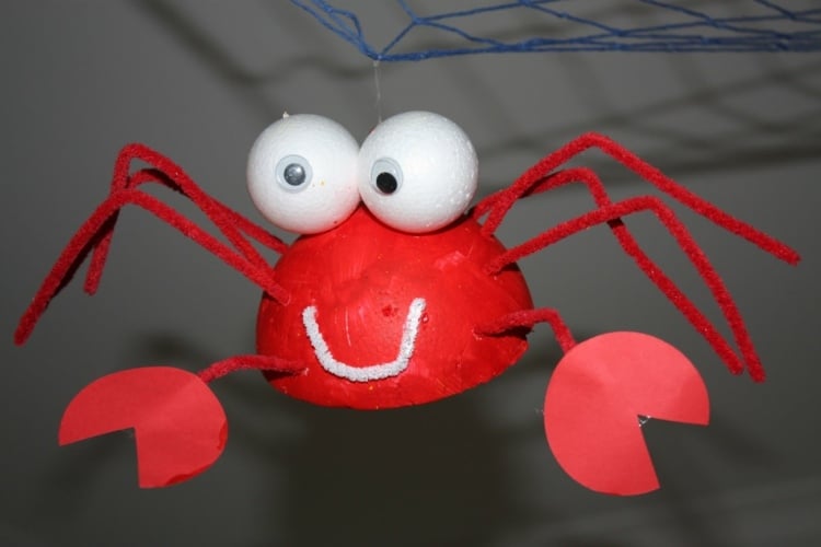 krabbe basteln pfeifenreiniger styropor papier meerestiere