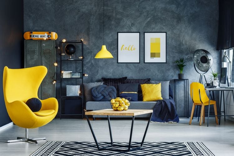 lagom design bedeutung wohnen wie in schweden lebensphilosophie minimalistisch leben wohndesign gelb grau