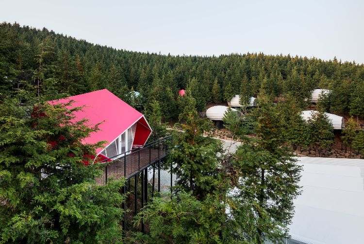 luxus campingplatz glamping südkorea architektur wald design resort ferienort bungalows berg wald