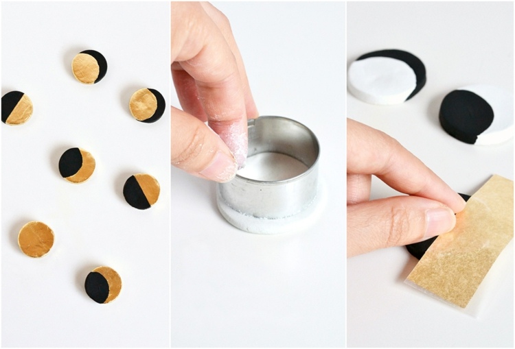 magnete selber machen schwarz gold goldfolie basteln