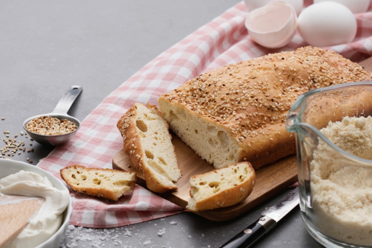 mandelmehl sesam ketogenes brot eiweißreich frischkäse ohne mehl