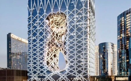 moderne architektur morpheus hotel macau exoskelett konstruktion glasfenster außergewöhnlich design außenansicht