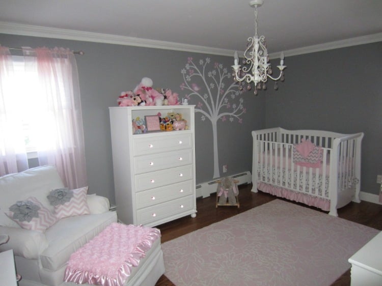 mädchenhaftes babyzimmer grau rosa ideen einrichtung deko