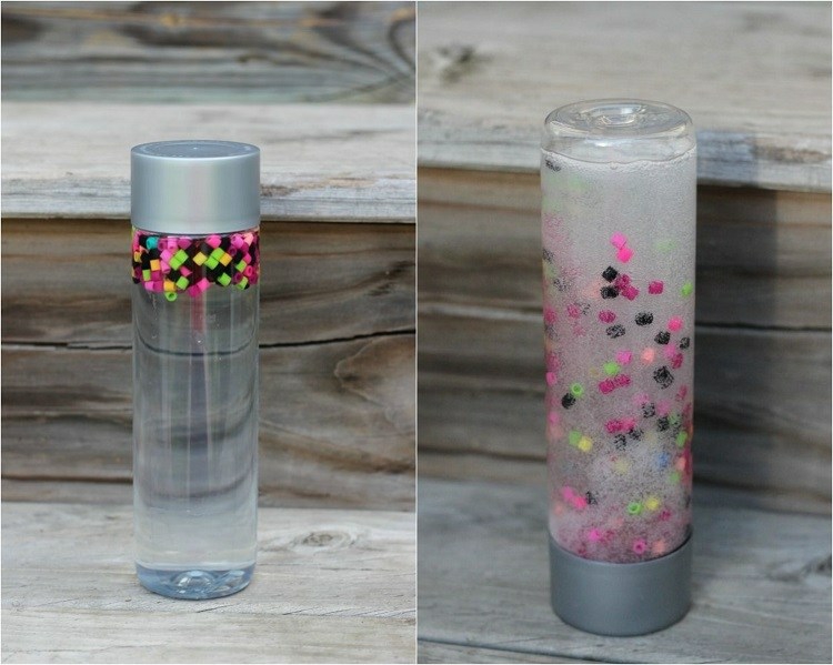 sensory bottles spielzeug babys kleinkinder füllmaterial bügelperlen