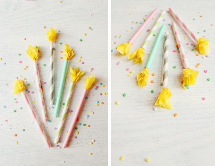Cupcake Toppers Geburtstagskerzen aus Strohhalmen basteln