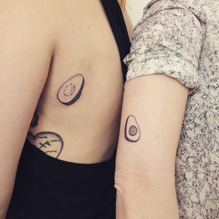 Freundschaftstattoo Frauen Avocado Hälften Arm