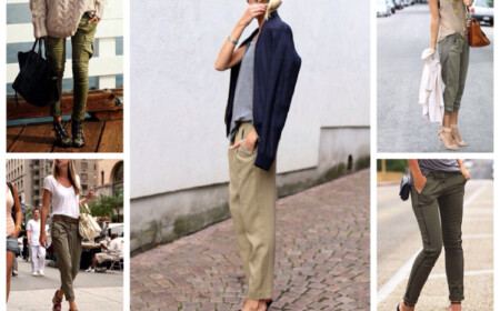 Khaki Hose kombinieren Sommer Herbst Kleidung