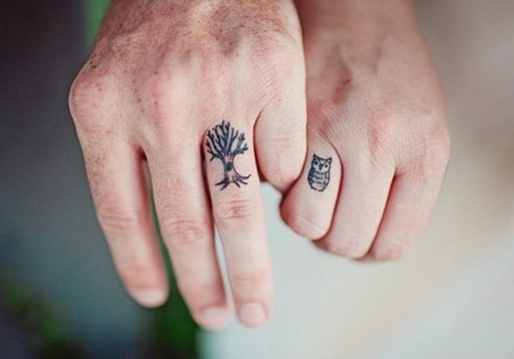 ehering tattoo ideen baum eule symbol