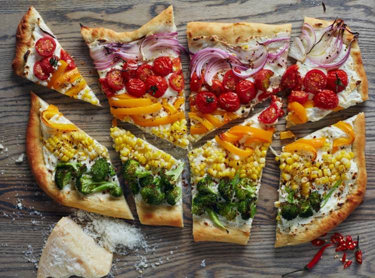 einfache backblech rezepte pizza vegetarisch regenbogen