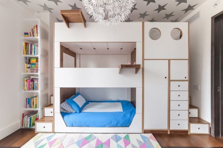 Etagenbett für Kinder einbauschrank eiche modern