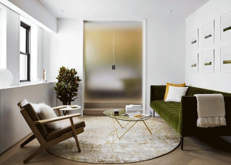 gold farbe grün chelsea pied a terre stadt architecture wohnzimmer ätzglas